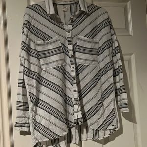 Striped oversized button up